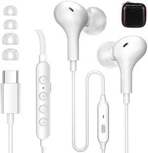 USB C Headphones with 5 Preset EQ 7 Voice Changer,Wired Earbuds Type C Earphones Noise Canceling In-Ear Headset,HD Mic,HiFi Stereo,Deep Bass,Clear Sound for Recording,Karaoke Sing,Music/Game,White