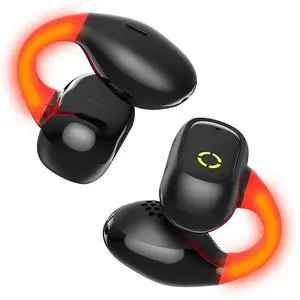 Open Earbuds Sports Clip-On Headphones with Night Flash Lights, Comfort Bone Conduction Bluetooth 5.3 Ear Buds with Mic, Crisp Stereo Bass, Sweatproof for Workout/Small Ears/iPhone 16e Galaxy S24 S23
