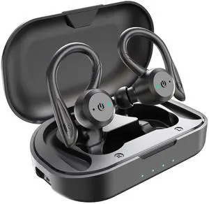 APEKX Bluetooth Headphones True Wireless Earbuds with Charging Case IPX7 Waterproof Stereo Sound Earphones Built-in Mic in-Ear Headsets for Sport Running Black