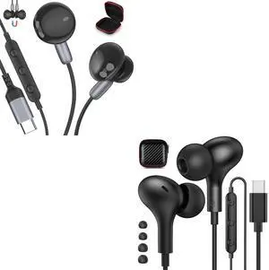 2-Pack USB C Headphones Black for iPhone 15 Pro Max,Samsung Galaxy,Googl Pixel,OnePlus,Huawei P70 60 50 40 30 Pro