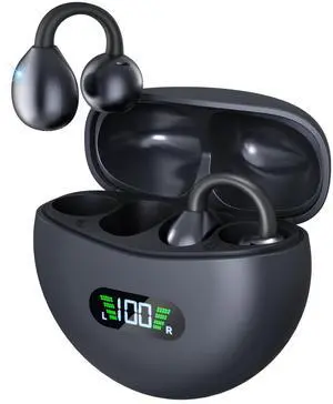 ANSTEN Open Ear Clip Wireless Earbuds - Bluetooth 5.4, 30H Play, Lightweight Comfort Sports Bone Conduction Earbuds for Fitness and Running