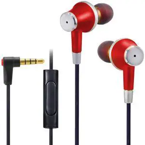 ALTEAM Wired in-Ear Headphones with in-Line Microphone, Noise Isolating Earphone, Lightweight, Powerful Bass Stereo Sound, ErgoFit Design Earbuds, 3.5mm Jack for iOS Android Cellphones MP4, Red