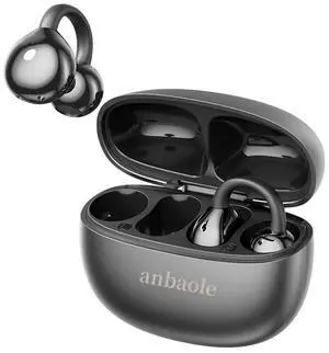 anbaole Open-Ear Bluetooth 5.4 Wireless Earphones, Hi-Fi Sound, ENC Call Noise Cancellation, Ear-Hook Bone Conduction, IPX5 Waterproof Mic, for iOS/Android (Black)
