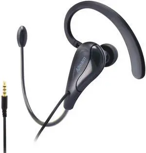 ALTEAM Wired Mono Single Headset One Hook Design Earphone Earbud with Bendable Boom Arm Mic, Adjustable Ear Angle and Earhook Length, 15mm Driver, 3.5mm TRRS Plug for Smart Mobile Cellphone Tablet PC