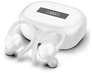 Acuvar Bluetooth Headphones - Earbuds with Ear Hooks | Sport Earbuds Wireless Earbuds for iPhone Bluetooth Headphones Noise Canceling with Smart Charging Case (White)