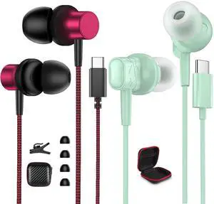2 Pack USB C Earbuds for Google Pixel 9 Pro XL Fold 8 8a 7 7a 6a Wired Android Headphones with Clear Call Mic Noise Isolating HiFi Stereo in Ear Type C Earphones for Samsung Galaxy S25 Ultra S24 S23