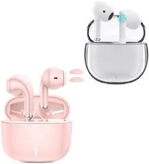 ACAGET Wireless Earbuds for Samsung Galaxy S24 S23 S22, HiFi Stereo Bluetooth 5.3 Headphones with HD Mic Headset for iPhone 15 Pro Max 14 13 12 XR Noise Canceling Earphones for Girl Women