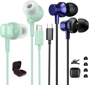 2 Pack USB C Headphones, Magnetic Earbuds for Samsung Galaxy A36 A35 A54 A56 A26 A16 S25 Edge S24 Ultra S23 Plus USB Type C Earphones with Mic Noise Canceling HiFi Stereo Headsets for iPhone 16 15 Pro