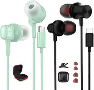 2 Pack Type C Headphones for iPhone 16 15 Pro Max Magnetic Wired Earbuds with USB C Plug for Samsung Galaxy S25 Edge S24 S23 S22 Ultra A36 A35 Noise Cancelling Corded Earphones with Mic Remote Control