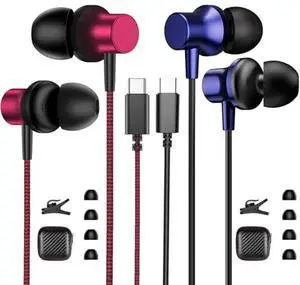 2 Pack USB C Headphones, Magnetic Earbuds for Samsung Galaxy A36 A35 A54 A56 A26 A16 S25 Edge S24 Ultra S23 Plus USB Type C Earphones with Mic Noise Canceling HiFi Stereo Headsets for iPhone 16 15 Pro