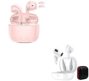 ACAGET Pink Wireless Headphones for iPhone 15 Pro Max 14 13 12 11 & Pocket Size Lightweight Bluetooth 5.3 Wireless Headphone with HD Mic Noise Canceling Android Earphones for Sumsung Galaxy Google