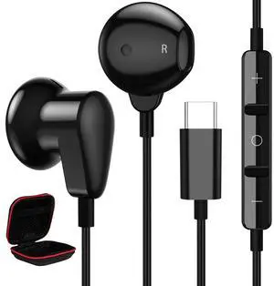 ACAGET 2 Pack USB C Eeadphones for Android Phones, HiFi Stereo Wired Type C Harphones for Samsung Galaxy Pixel OnePlus iPad, Blue & Black