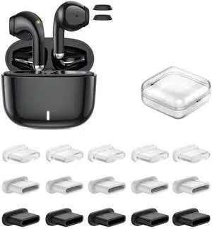 ACAGET Wireless Headphones + 15 Pcs USB Type C Anti Dust Caps for Samsung iPhone iPad and More USB C Devices, Noise Canceling Wireless Bluetooth Earbuds & 15 Pcs Dustproof Cover Cap with Storage Case