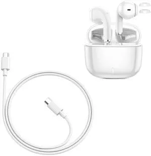 Wireless Bluetooth Earbuds & USB C-C Fast Charging Cable - All Day Playtime Hi-Fi Sound Bluetooth 5.3 Headphones, 45W PD Fast Charge 480Mbps Data Transfer Cord for iPhone 16 15 Galaxy S25 S24 Google