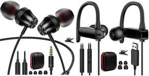 3.5mm Earbuds Wired Earphone for Moto G Stylus Play Pure Chromebook PC School Laptop USB Headphone Over-Ear Hook 2.5M 8.2FT Computer Headset Mute Mic USB A Earphone in-Ear Noise Cancel Wired Earbuds