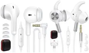 2 Pack 3.5mm Wired Earbuds Noise Canceling in-Ear Headphone with Mic for Steam Deck Chromebook School PC Computer Jack Earphone Corded Game Headset for Moto G 5G Stylus Play Power Samsung A15