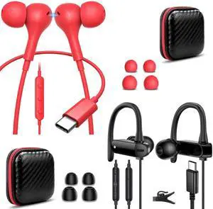 USB C Headphone Over-Ear Hook Wired Earbuds, USB C Headphone Magnetic Ergonomic in-Ear Wired Earbuds for iPhone 16 Pro Max 15 Plus for iPad School Kid Adult Laptop Noise Canceling Headset with Mic