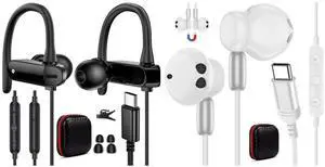 USB C Headphone Over-Ear Hook Wired Earbuds USB C Headphones with Microphone for iPad 11 10 Samsung S25 S24 S23 A16 A53 A26 A36 A56 in-Ear Noise Canceling Magnetic Earbuds Type C Wired Earphone