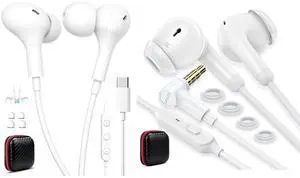 Wired Earbuds 3.5mm Right Angle Ear Bud for Chromebook PC School In-Ear Noise Canceling Eartip 3.5mm Jack Earphone USB C Headphone for Samsung S25 S24 S23 A26 A36 A56 Magnetic Wired Earbuds for iPhone