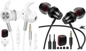 2 Pack 3.5mm Earbuds Wired Earphone for Moto G Stylus Play Pure Chromebook PC School Laptop in-Ear Noise Canceling Soft Airplane Headset 3.5 MM Jack Headphone for Samsung A42 A32 A15 A14 A13 A12 5G