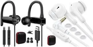 Wired Earbuds 3.5mm Right Angle Ear Bud for Chromebook PC School In-Ear Noise Canceling Eartip USB Headphone Over-Ear Hook 2.5M 8.2FT Computer Headset Mute Mic USB A Earphone in-Ear Noise Cancel