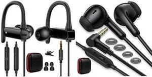 2 Pack Wired Earbuds 3.5mm Right Angle Ear Bud for Chromebook PC School in-Ear Noise Canceling Eartip 3.5mm Jack Earphone 3.5 MM Headset Ear Phone Headphone for Moto G 5G Stylus Play Samsung A15 A14