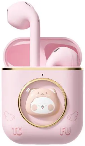 YLFASHION Wireless Earbuds Cartoon, Bluetooth 5.4, IPX4 Waterproof, Built-in Mic, Fit for Sport, Travel, School & Daily Use, Adults, Teens & Kids (Pink Cat)