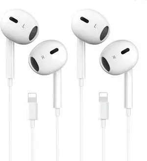 yisukuaixiu 2-Pack Wired Earbuds Headphones, for iPhone Wired Earphones (Built-in Microphone & Volume Control) Noise Canceling Isolating Headphones for iPhone 14/13/12/11/SE/X/XR/XS/8/7.