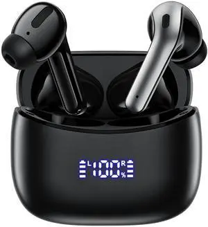 Wireless Earbuds Active Noise Cancelling Bluetooth Headphones, 60H Playtime Ear Buds with Deep Bass Stereo, IPX7 Waterproof Earphones in-Ear Earbud with Mic for TV Phone PC Android iOS Sport Running