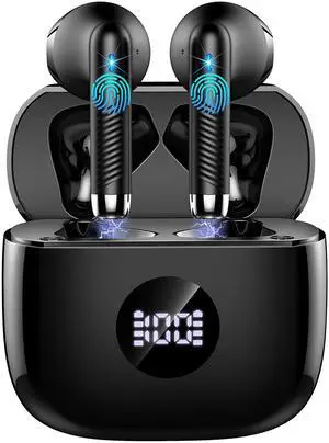 Wireless Earbuds, Bluetooth Headphones 5.4, in Ear Earphones with 4 ENC Noise Cancelling Mics, 48H Playback HiFi Stereo Earbuds with Mini Case, IP7 Waterproof Ear Buds with USB C Charging, LED Display
