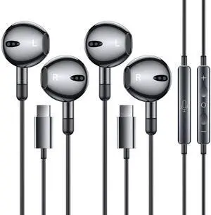 USB C Headphones for iPhone 15/16 - [ MFi Certified] Type C Earbuds Wired Earphones with Microphone & Remote Control Noise Cancelling for i Phone 15/16 Pro Max/16e/for iPad Pro 2 Packs