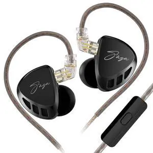 KZ Saga in-Ear Monitor, High-Performance Inner Magnetic Dynamic Driver HiFi Bass IEM, Clarity in All Frequency Stereo Sound Comfortable Headphones for Audio Engineers, Musicians (Bass Improved, Mic)