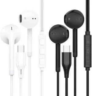 Vkozlm USB C Headphones Wired, 2Pack Black and White