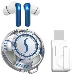 Wireless Bluetooth 5.3 Earbuds Active Noise Canceling Glow Headphones 2.4G Metal Outdoor Wireless Earbuds, 13mm Drivers for Deep Bass, 1H Fast Charging, 5H Play, Fit for Daily, Travel & Sports(Blue)