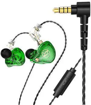 Generic DX2 in-Ear Earphone HiFi in-Ear Earphone Earbud with New 10mm Composite Magnetic Dynamic Driver in Ear Monitor Earbuds with Detachable C Pin 0.75MM Cable(with Mic,Green), Clear