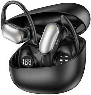 Wireless Earbuds with Earhooks in-Ear Earbuds Bluetooth 5.4 with ENC Noise Cancelling 75Hr Playback IPX7, 2025 Workout Bluetooth Earphones, HiFi Deep Bass Clear Highs Wireless Headphones