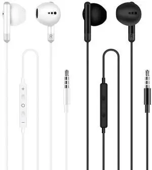 UMEIZXIN 2 Pack Wired Earbuds with 3.5mm Jack, Earphones in-Ear Headphones with Microphone,HiFi Stereo, Powerful Bass and Clear Audio, Compatible with apple, iPad, Android, Computer (black,white)