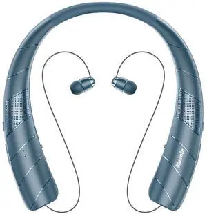 Neckband Bluetooth Headphones Speaker 2-in-1Wireless Wearable Speaker at lightest 99g weight with Retractable Earbuds, Portable Speakers and Headsets w/Bulit in Mic for Home, Office and Outdoors