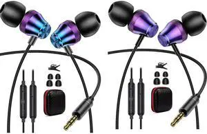 2 Pack 3.5mm Earbuds Wired Earphone for Moto G Stylus Play Pure Chromebook PC School Laptop in-Ear Noise Canceling Soft Airplane Headset 3.5 MM Jack Headphone for Samsung A42 A32 A15 A14 A13 A12 5G
