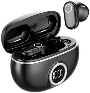 Ttbesmi Black Tiny Sport Earbuds for Small Ear Canals Invisible Hidden in-Ear Mini Bluetooth 5.4 Earbuds for Longtime Wearing Comfortable Compact Mini Ears Stereo Sound IPX5 Waterproof