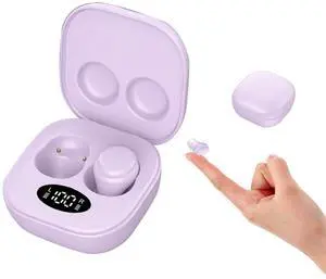 Mini Invisible Purple Earbuds Wireless Bluetooth Small Tiny Earbuds Headphones for Small Ear Canals Women Blue Tooth Headset with Mic Wireless Earphones for iPhone Ear Buds Hidden Headphones for Work