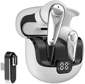 Wireless Gaming Earbuds for PC with Mic 2.4GHz Dongle Low Latency ANC Noise Cancelling Earbuds in Ear Gaming Headphones Earphone Ear Buds Compatible with Meta Quest 2, Steam Deck, PS4, PS5, PC, Switch