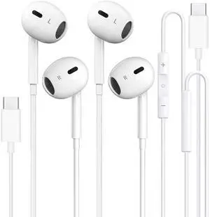 2 Pack-USB C Headphones Wired for iPhone 16/15, Type C Earphones with Microphone & Remote Noise Cancelling Earbuds for iPhone 15 Pro Max, iPad, Galaxy S23/S22/S21/S20/Ultra Note 10/20, Pixel 7/6/5/4