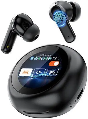 Wireless Earbuds,Touch Screen Bluetooth 5.4 Ear Buds ,ACN/ENC Noise Cancelling Earphones, IPX5 Waterproof In Ear HiFi Sound Stereo Wireless Heardphones for Laptop Pad Android/iOS Phones (Black)