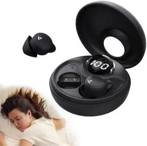 sunvito Sleep Earbuds for Side Sleepers, Mini Invisible Wireless Bluetooth 5.3 Micro Sleep Headphones, Hidden Earbuds for Small Ears Sleeping, Working, Hiking, Exercise(Black)