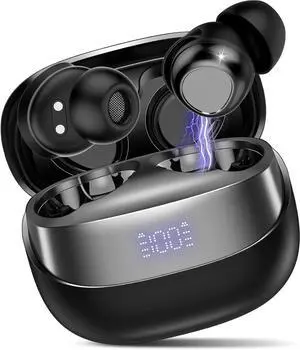 STECEi Wireless Earbuds with LED Display Case, Bluetooth 5.0, Digital Battery Indicator, Black