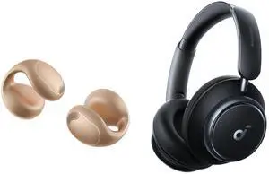 Soundcore C40i by Anker Open-Ear Clip-On Earbuds with Space Q45 Adaptive Active Noise Cancelling Headphones, Lightweight Comfort, Maximum Stability, Clear Sound for Workouts and Outdoor Sports