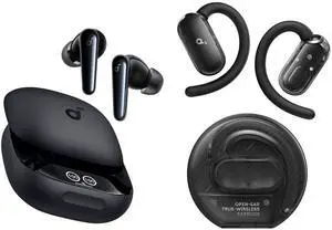 soundcore V40i by Anker with Liberty 4 Pro, Open-Ear Headphones, Wireless Earbuds with Adjustable Earhooks, Comfort Fit, Powerful Sound, 21H Playtime, AI-Boosted Clear Calls, Bluetooth 5.4, App Contro