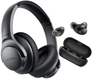 Soundcore by Anker Life A1 True Wireless Earbuds with Life Q20 Active Noise Cancelling Headphones, Powerful Customized Sound, 35H Playtime, IPX7 Waterproof,Wireless Charging