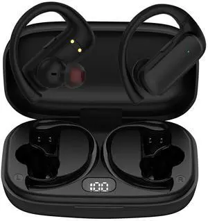 Wireless Headphones Bluetooth Earbuds 80hrs Play Back Wireless Charging Ear Buds LED Sport Earphones Workout Headset Running Bass IPX7 Waterproof Over-Ear for TV, iPhone,Samsung Galaxy,Google Pixel